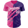 Personalized Baseball Jersey Graffiti Pattern 3D Scratch - White Purple Pink