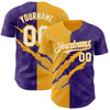 Personalized Baseball Jersey Graffiti 3D Pattern Scratch - White Purple Gold
