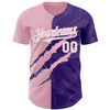 Personalized Baseball Jersey Graffiti Pattern Scratch - White Purple Light Pink