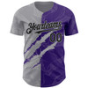 Personalized Baseball Jersey Graffiti Pattern Scratch - Black Purple Gray