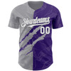 Personalized Baseball Jersey Graffiti Pattern Scratch - White Purple Gray
