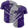 Personalized Baseball Jersey Graffiti Pattern Scratch - Purple Gray Black
