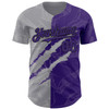 Personalized Baseball Jersey Graffiti Pattern Scratch - Purple Gray Black