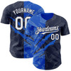 Personalized Baseball Jersey Graffiti Pattern Scratch - White Navy Thunder Blue