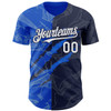 Personalized Baseball Jersey Graffiti Pattern Scratch - White Navy Thunder Blue