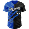Personalized Baseball Jersey Graffiti Pattern Scratch - White Black Thunder Blue