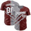 Personalized Baseball Jersey Graffiti Pattern Scratch - White Burgundy Gray