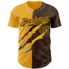 Personalized Baseball Jersey Graffiti Pattern Scratch - Brown Gold