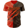 Personalized Baseball Jersey Graffiti Pattern Scratch - Brown Orange