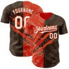 Personalized Baseball Jersey Graffiti Pattern 3D Scratch - White Brown Orange