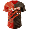 Personalized Baseball Jersey Graffiti Pattern 3D Scratch - White Brown Orange