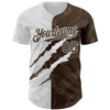 Personalized Baseball Jersey Graffiti Pattern Scratch - Brown White