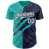 Personalized Baseball Jersey Graffiti Pattern Scratch - White Navy Aqua