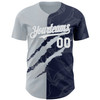 Personalized Baseball Jersey Graffiti Pattern Scratch - White Navy Silver