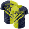 Personalized Baseball Jersey Graffiti Pattern Scratch - Navy Neon Yellow