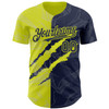 Personalized Baseball Jersey Graffiti Pattern Scratch - Navy Neon Yellow