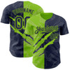 Personalized Baseball Jersey Graffiti Pattern Scratch - Navy Neon Green