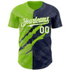 Personalized Baseball Jersey Graffiti Pattern Scratch - White Navy Green
