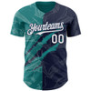Personalized Baseball Jersey Graffiti Pattern Scratch - White Navy Teal