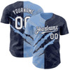 Personalized Baseball Jersey Graffiti Pattern Scratch - White Navy Light Blue