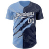 Personalized Baseball Jersey Graffiti Pattern Scratch - White Navy Light Blue