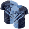 Personalized Baseball Jersey Graffiti Pattern Scratch - Navy Light Blue
