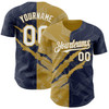 Personalized Baseball Jersey Graffiti Pattern Scratch - White Navy Old Gold