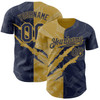 Personalized Baseball Jersey Graffiti Pattern Scratch - Navy Old Gold