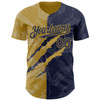 Personalized Baseball Jersey Graffiti Pattern Scratch - Navy Old Gold