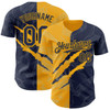 Personalized Baseball Jersey Graffiti Pattern Scratch - Navy Gold