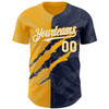 Personalized Baseball Jersey Graffiti Pattern Scratch - White Navy Gold