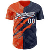 Personalized Baseball Jersey Graffiti Pattern Scratch - White Navy Orange