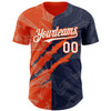 Personalized Baseball Jersey Graffiti Pattern 3D Scratch - White Navy Orange