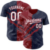 Personalized Baseball Jersey Graffiti Pattern Scratch - White Navy Crimson