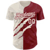 Personalized Baseball Jersey Graffiti Pattern Scratch - Cream Crimson