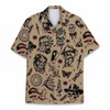 Hawaiian Shirt - Vintage Skull Tattoo Retro Skeleton Cowboy