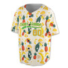 Personalized Toucan and Pineapple Tropical Pattern Baseball Jersey - Custom Name, Team & Number