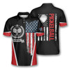 Personalized Polo Shirts Pickleball Emblem American Flag - Custom Name