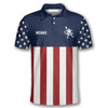 Personalized Polo Shirts Emblem American Flag Navy Pickleball - Custom Name & Team Name