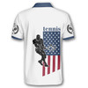 Personalized Polo Shirts Tennis Player Silhouette American Flag - Custom Name