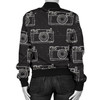 3D Bomber Jacket Black Camera Print Pattern Casual