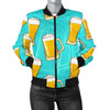 3D Bomber Jacket Beer Blue Pattern Print Casual