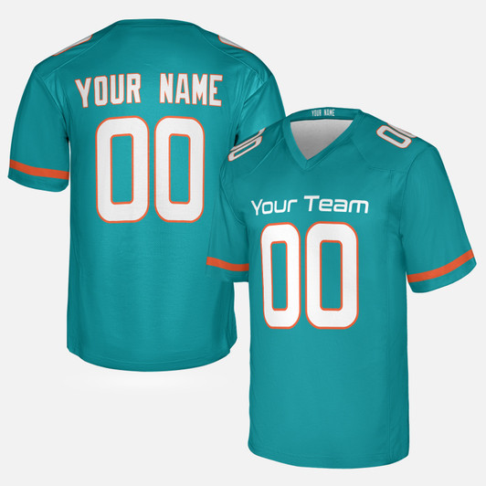 Personalized Men's Miami Dolphins Football Jersey Aqua Fan Style - Custom Team, Name & Number