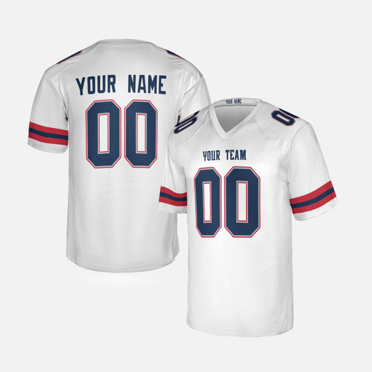 Personalized Men's New England Patriots Football Jersey White Alternate Style - Custom Team, Name & Number