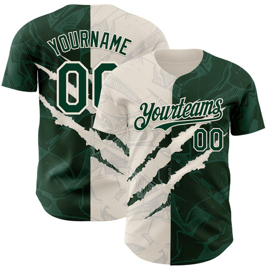 Personalized Baseball Jersey Graffiti Pattern Scratch - Green Cream
