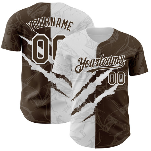 Personalized Baseball Jersey Graffiti Pattern Scratch - Brown White