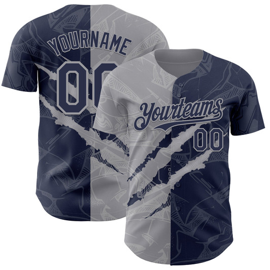 Personalized Baseball Jersey Graffiti Pattern Scratch - Navy Gray