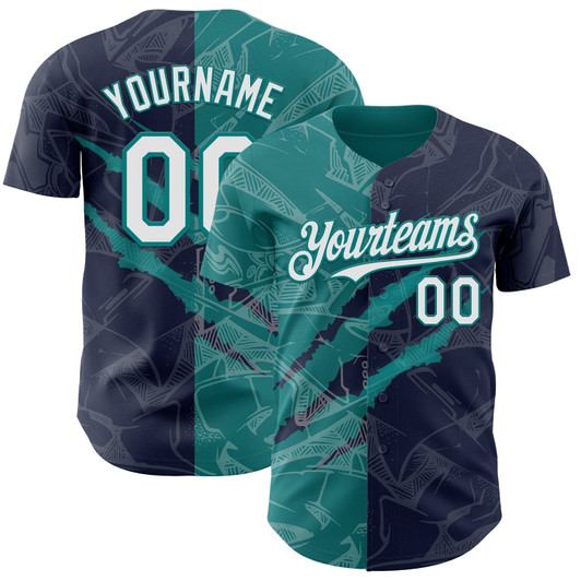 Personalized Baseball Jersey Graffiti Pattern Scratch - White Navy