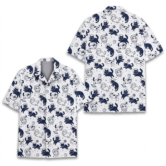 Hawaiian Shirt - Cute Space Cat Astronaut Funny Cosmic