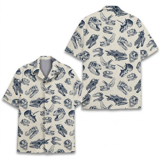 Hawaiian Shirt - Dinosaur Skull Vintage Jurassic Summer